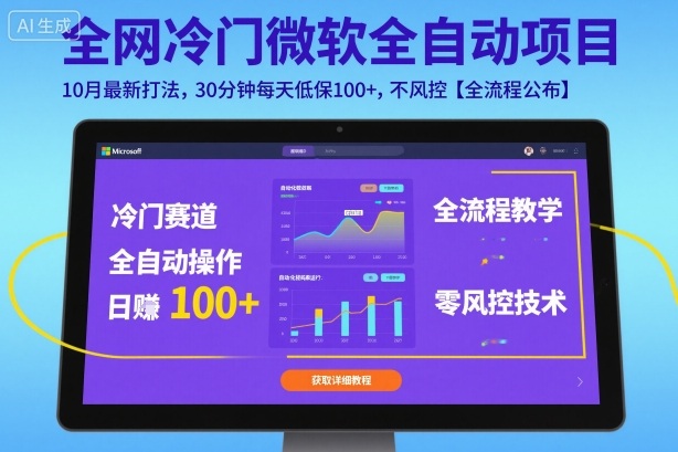 全网冷门微软全自动挂G项目，10月最新打法，30分钟每天低保100+，不风控【全流程公布】【揭秘】| 鹿鸣网创