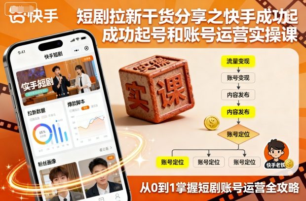 短剧拉新干货分享之快手成功起号和账号运营实操课| 鹿鸣网创