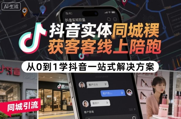 抖音实体同城获客线上陪跑，从0到1学抖音一站式解决方案| 鹿鸣网创