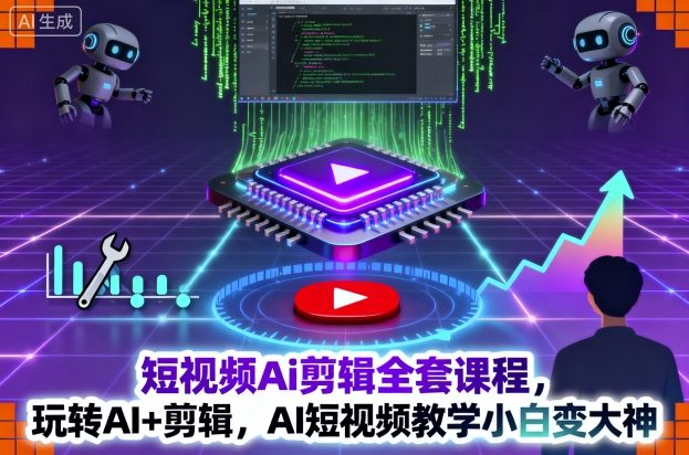 短视频Ai剪辑全套课程，玩转AI+剪辑，AI短视频教学小白变大神| 鹿鸣网创