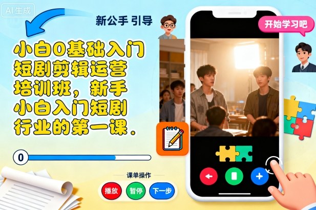 小白0基础入门短剧剪辑运营培训班，新手小白入门短剧行业的第一课| 鹿鸣网创