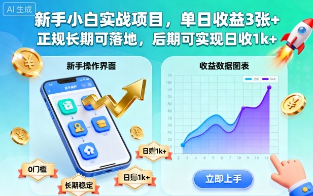 新手小白实战项目，单日收益3张+，正规长期可落地，后期可实现日收1k+【揭秘】| 鹿鸣网创