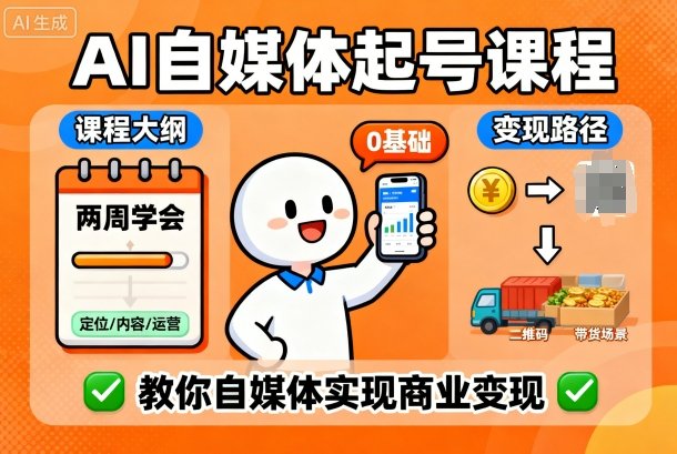 AI自媒体起号课程，0基础小白两周学会，教你自媒体实现商业变现| 鹿鸣网创