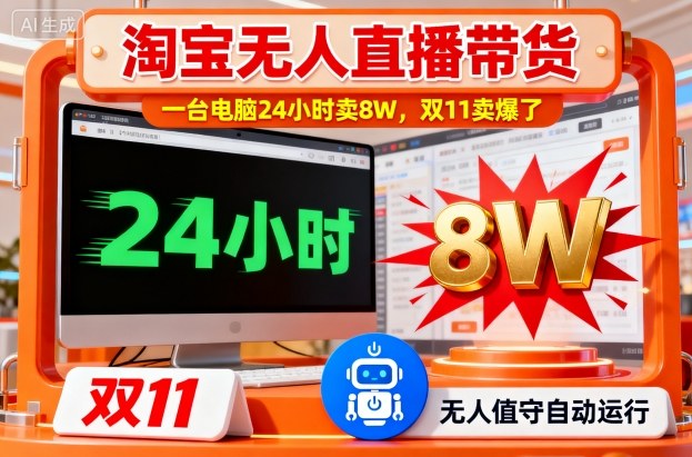 淘宝无人直播带货，一台电脑214小时卖8W，双11卖爆了【揭秘】| 鹿鸣网创