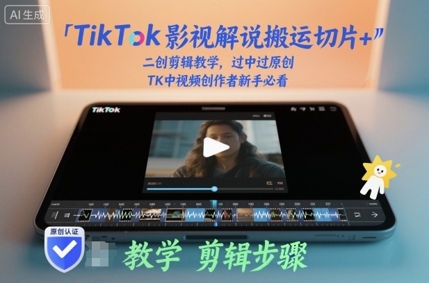 TikTok影视解说搬运切片+二创剪辑教学，过中过原创，TK中视频创作者新手必看| 鹿鸣网创