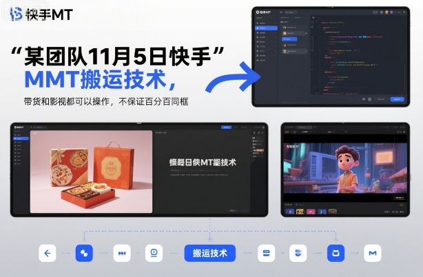 某团队11月5日快手MT搬运技术，带货和影视都可以操作，不保证百分百同框，自测| 鹿鸣网创