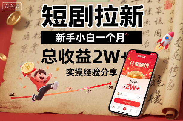 短剧拉新新手小白一个月总收益2W+实操经验分享| 鹿鸣网创