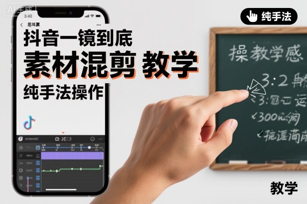 抖音一镜到底素材混剪教学，纯手法操作| 鹿鸣网创