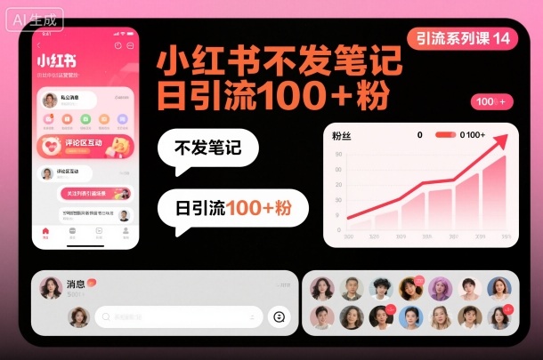 引流系列课14：小红书不发笔记日引流100+粉| 鹿鸣网创