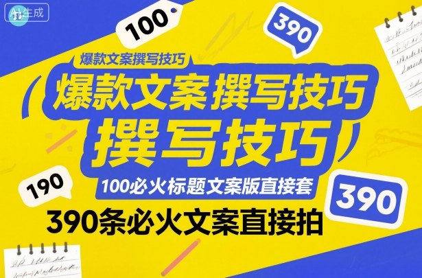 爆款文案撰写技巧，100个必火标题文案模版直接套，390条必火文案直接拍| 鹿鸣网创