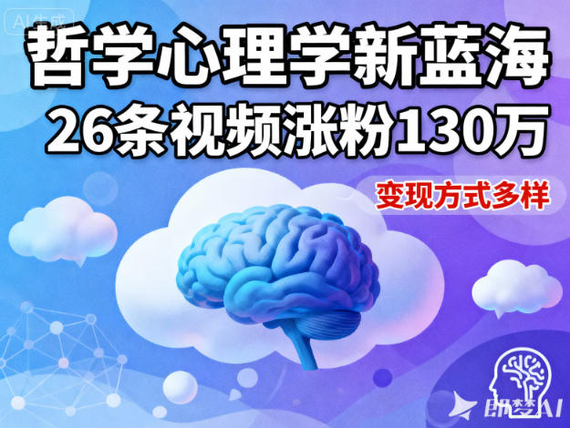 短视频新蓝海，哲学心理学赛道，26条视频涨粉130W，变现方式多样| 鹿鸣网创