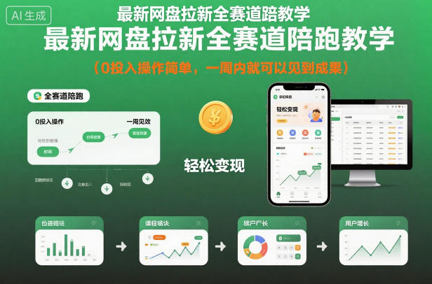 最新网盘拉新全赛道陪跑教学，0投入操作简单，一周内就可以见到成果| 鹿鸣网创
