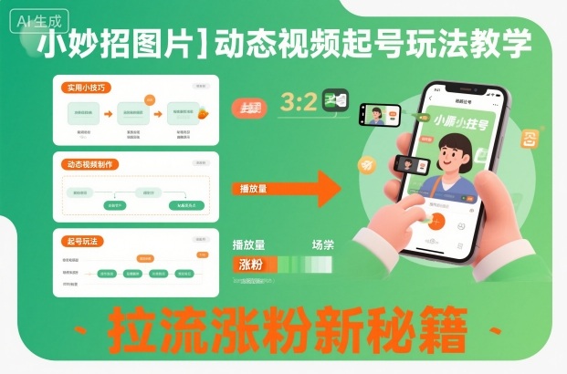 小妙招图片＋动态视频起号玩法教学，拉流涨粉新秘籍| 鹿鸣网创