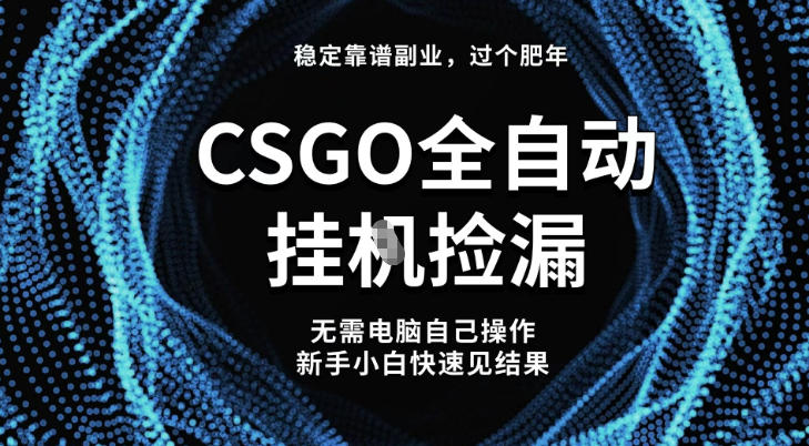 【稳定副业】全球最热门游戏CSGO全自动捡漏,最新玩法,新手小白日入5张+【揭秘】