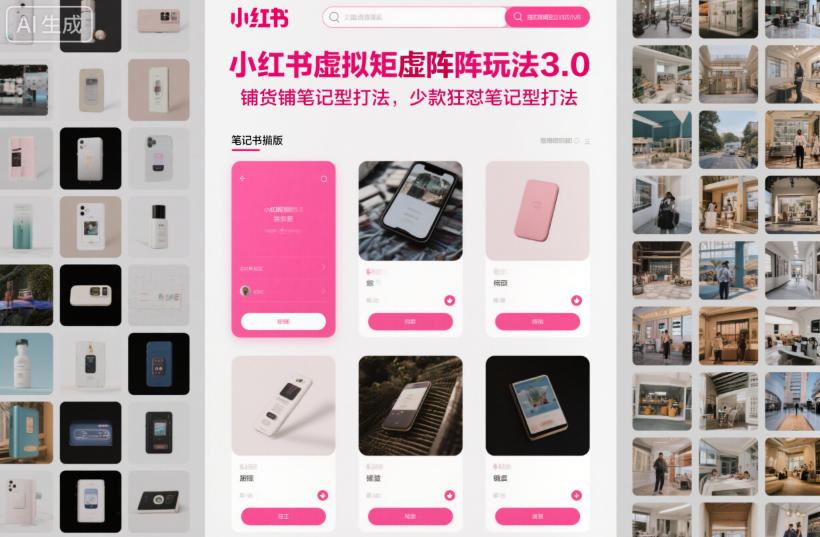 小红书虚拟矩阵玩法3.0，铺货铺笔记型打法，少款狂怼笔记型打法| 鹿鸣网创