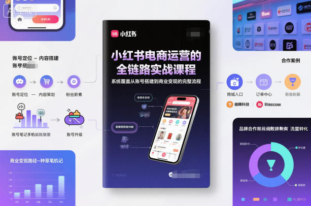 小红书电商运营的全链路实战课程，系统覆盖从账号搭建到商业变现的完整流程| 鹿鸣网创