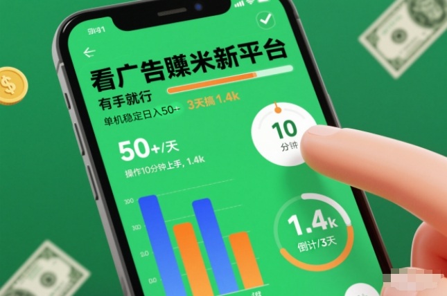 看广告賺米新平台，有手就行，单机稳定日入50+，操作10分钟上手，3天搞了1.4k【揭秘】| 鹿鸣网创