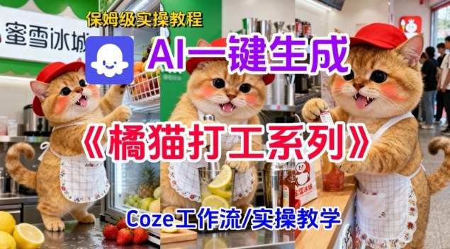 Coze扣子工作流一键生成胖橘猫打工短视频，保姆级实操搭建教学| 鹿鸣网创