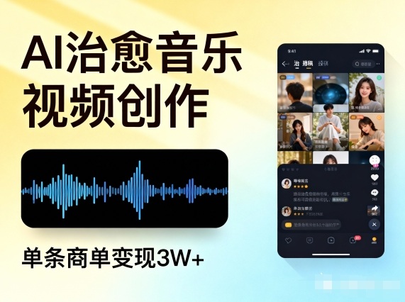 AI做治愈音乐视频，多平台投稿，单条商单变现3W+| 鹿鸣网创