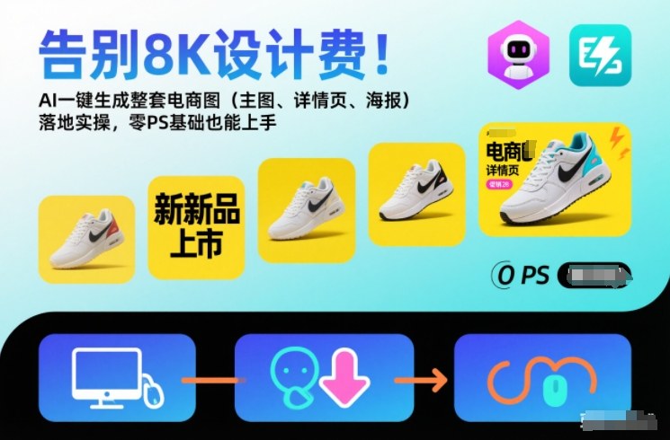 告别8K设计费！AI一键生成整套电商图（主图、详情页、海报）落地实操，零PS基础也能上手| 鹿鸣网创