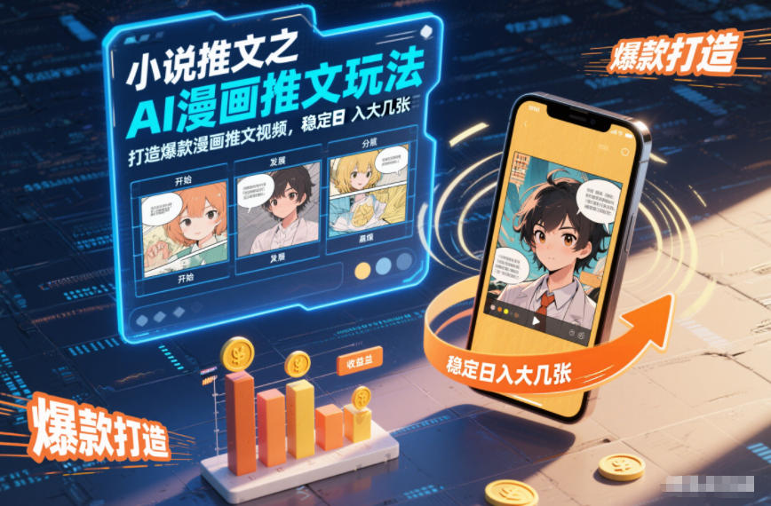 小说推文之AI漫画推文玩法，打造爆款漫画推文视频，稳定日入大几张| 鹿鸣网创