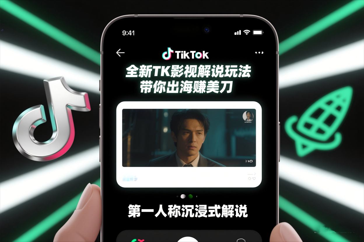 TikTok第一人称影视解说教学，全新TK影视解说玩法，带你出海賺美刀| 鹿鸣网创