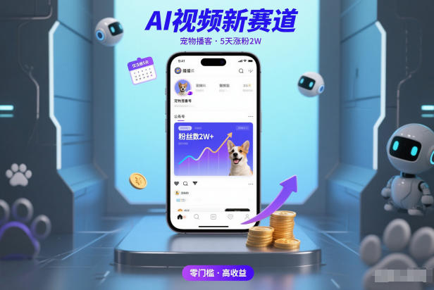 AI视频新赛道，宠物播客仅注册5天涨粉2W，收益非常可观| 鹿鸣网创