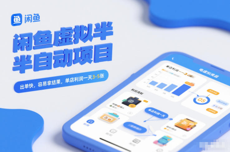 闲鱼虚拟半自动项目，出单快，容易拿结果，单店利润一天3-5张| 鹿鸣网创