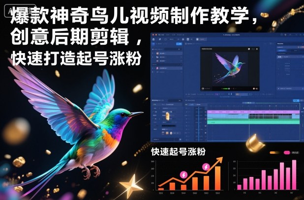 爆款神奇鸟儿视频制作教学，创意后期剪辑，快速打造起号涨粉| 鹿鸣网创