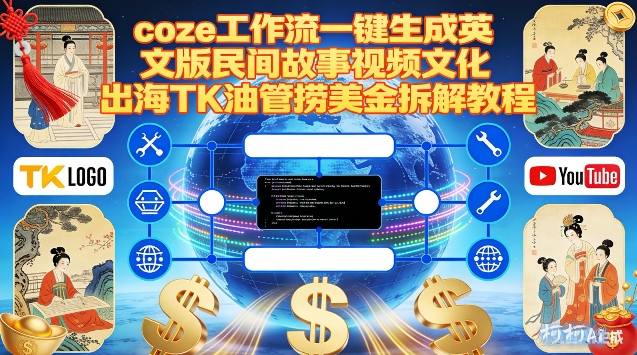 Coze扣子工作流一键生成英文版民间故事视频，文化出海TK油管捞美金拆解教程| 鹿鸣网创