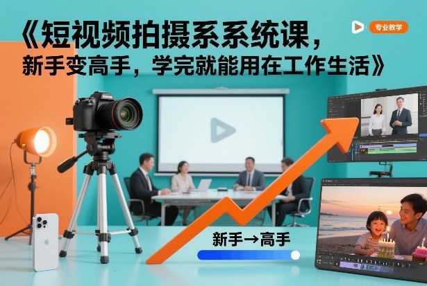 短视频拍摄系统课，新手变高手，学完就能用在工作生活| 鹿鸣网创