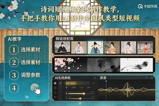 古诗词短视频案例制作教学，手把手教你用AI制作中国风类型短视频| 鹿鸣网创