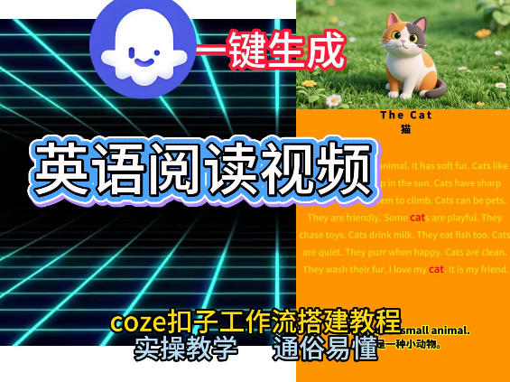 Coze工作流一键生成少儿英语阅读短视频，从0到1演示搭建过程，实操教学，小白也可以学会，搭建自己的AI智能体| 鹿鸣网创