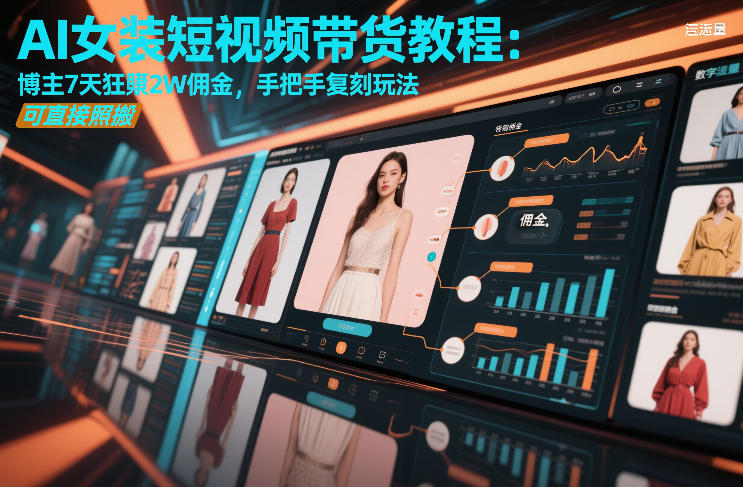 AI女装短视频带货教程：博主7天狂賺2W佣金，手把手复刻玩法，可直接照搬| 鹿鸣网创