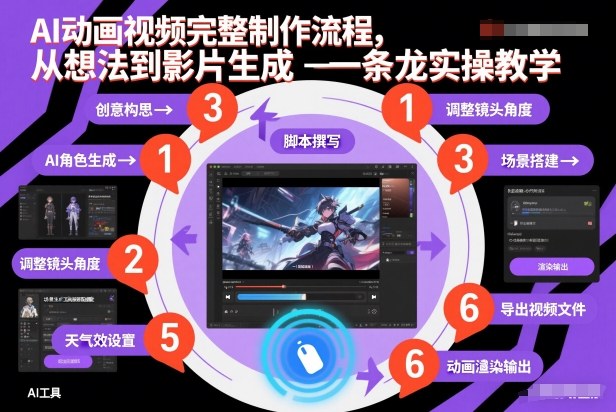AI动画视频完整制作流程，从想法到影片生成一条龙实操教学| 鹿鸣网创