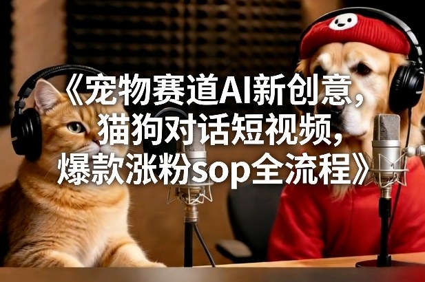 宠物赛道AI新创意，猫狗对话短视频，爆款涨粉sop全流程| 鹿鸣网创