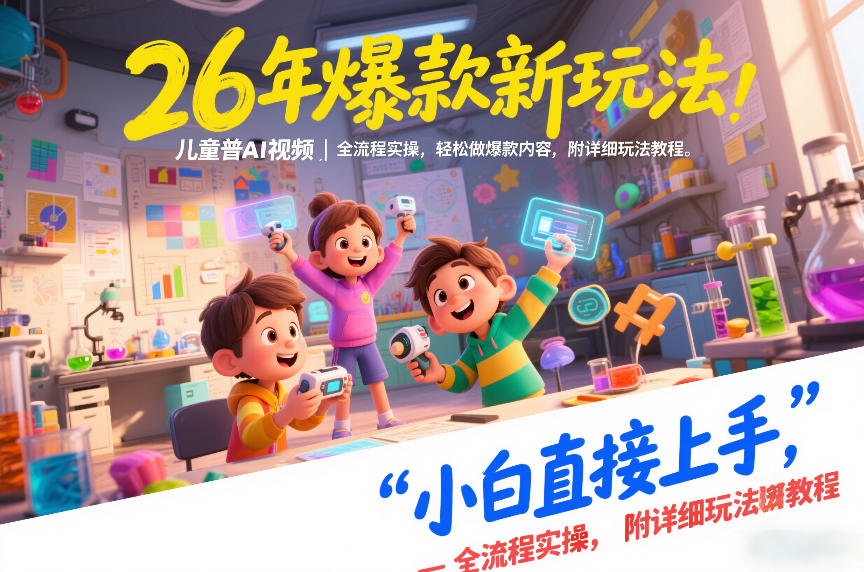 26年爆款新玩法，儿童科普AI视频，全流程实操，轻松做爆款内容，小白直接上手，附详细玩法教程| 鹿鸣网创