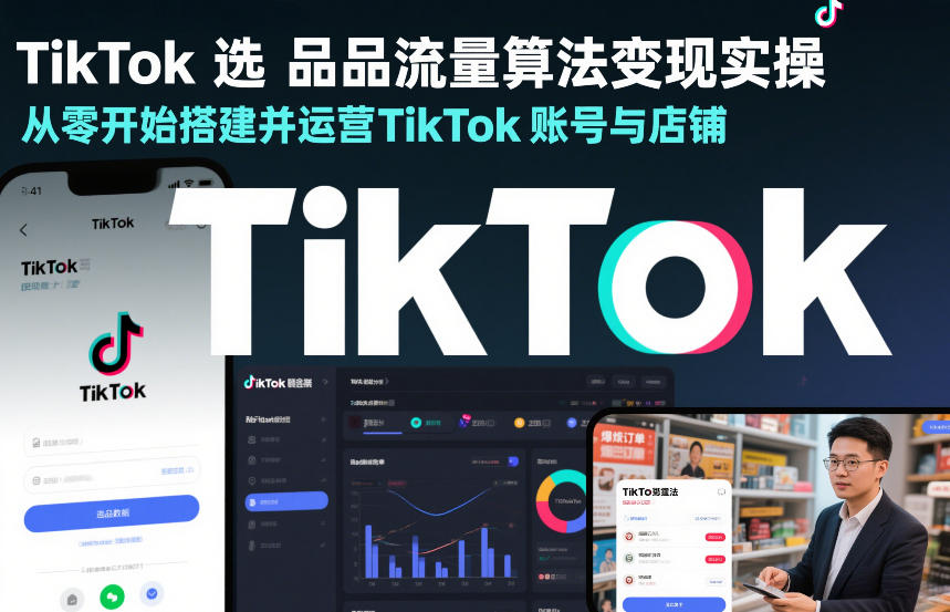 TikTok选品流量算法变现实操，从零开始搭建并运营TikTok账号与店铺| 鹿鸣网创