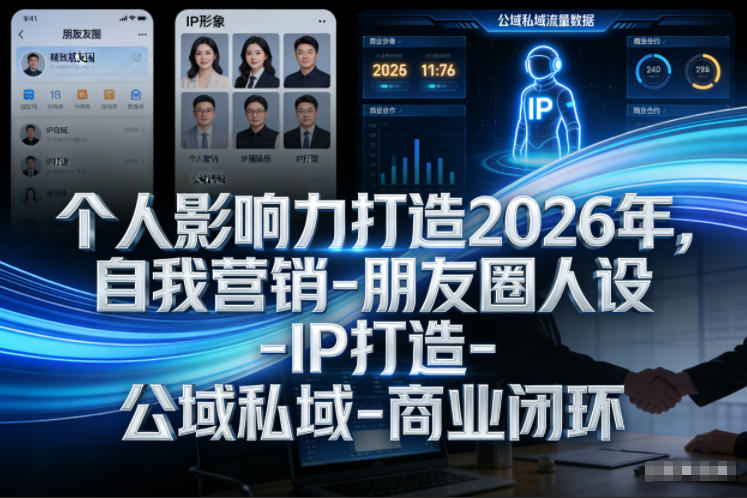 个人影响力打造2026年，自我营销-朋友圈人设-IP打造-公域私域-商业闭环| 鹿鸣网创
