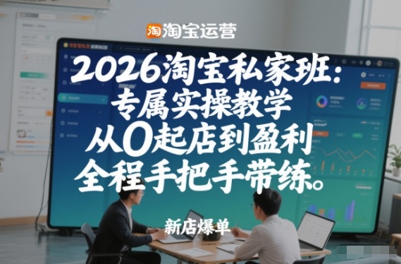2026淘宝私家班：专属实操教学，从0起店到盈利，全程手把手带练| 鹿鸣网创