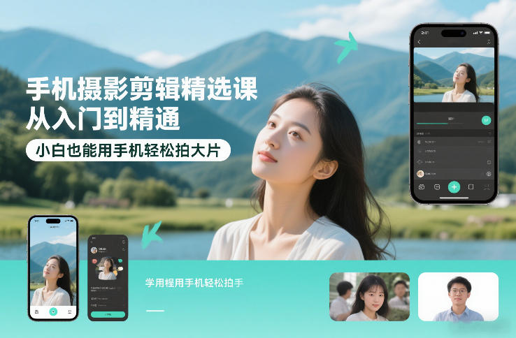 手机摄影剪辑精选课，从入门到精通，小白也能用手机轻松拍大片| 鹿鸣网创