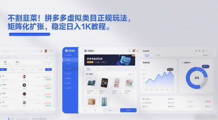 不割韭菜！拼多多虚拟类目正规玩法，矩阵化扩张，稳定日入1K教程【揭秘】| 鹿鸣网创