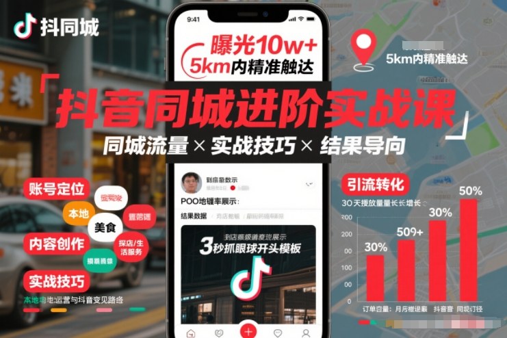 抖音同城进阶实战课，助你同城流量拿到结果| 鹿鸣网创