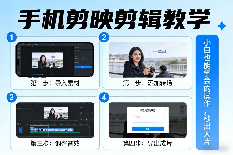 手机剪映剪辑教学，小白也能学会的操作，秒出大片| 鹿鸣网创