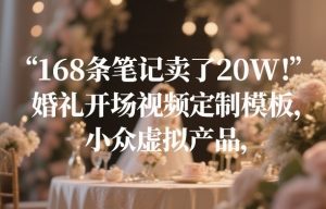 168条笔记卖了20W！婚礼开场视频定制模板，小众虚拟产品| 鹿鸣网创