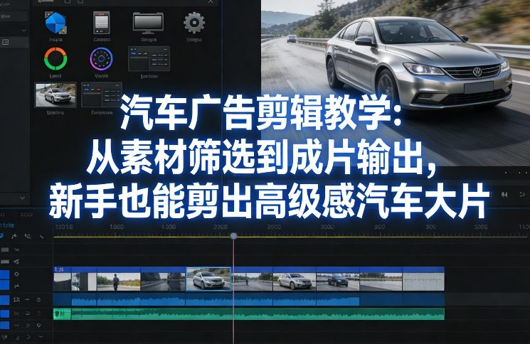 汽车广告剪辑教学：从素材筛选到成片输出，新手也能剪出高级感汽车大片| 鹿鸣网创