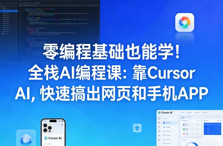 零编程基础也能学！全栈AI编程课：靠Cursor AI，快速搞出网页和手机APP| 鹿鸣网创