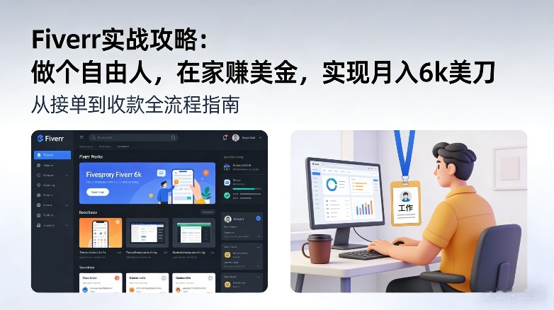 Fiverr实战攻略，做个自由人，在家賺美金，实现月入6k美刀| 鹿鸣网创