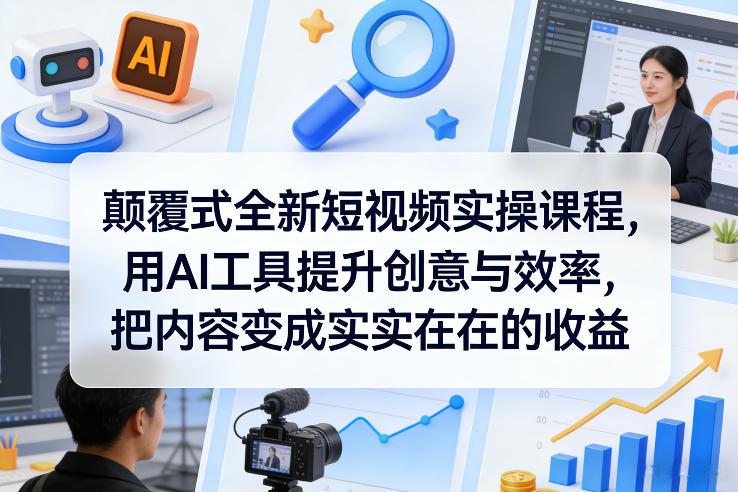 颠覆式全新短视频实操课程，用AI工具提升创意与效率，把内容变成实实在在的收益| 鹿鸣网创