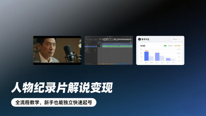 人物纪录片解说变现，全流程教学，新手也能独立快速起号| 鹿鸣网创